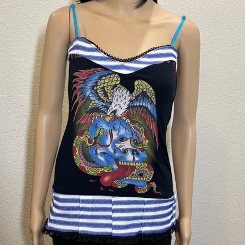 FINAL Signed Christian Audigier designs corset top light boning FINAL$